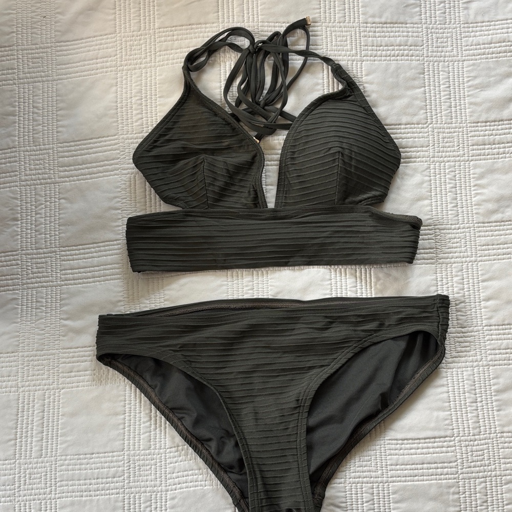 MICHAEL Michael Kors Textured Green Bikini Set - Picture 2 of 5